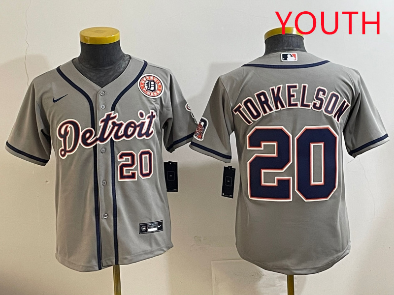 Youth 2025 Detroit Tigers  #20 Torkelson grey Nike MLB jersey style 14->youth mlb jersey->Youth Jersey